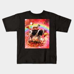 Space Pug Riding Cow Unicorn - Pizza & Taco Kids T-Shirt